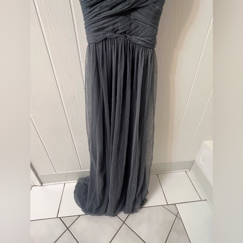 BHLDN Edith Tulle Crisscross Back Formal Dress Gray - Picture 3 of 11